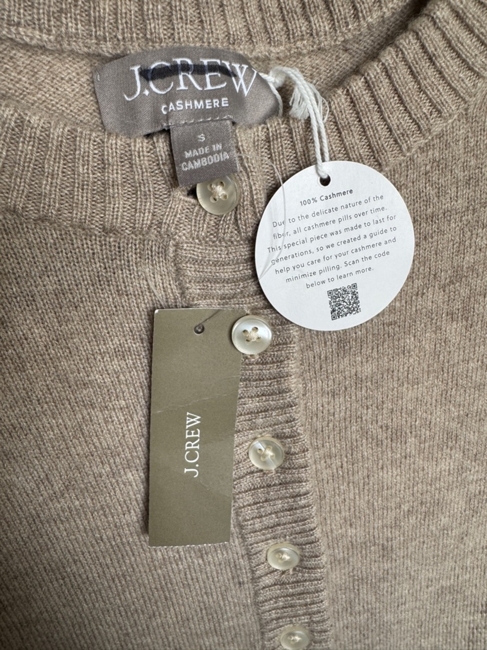 NWT! J. CREW Women’s Perfect Cashmere Cardigan in Heather Stone, Size Small - Picture 12 of 15